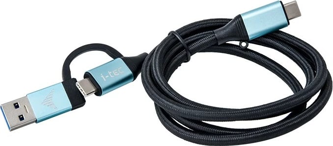 Kabllo USB-C në USB-C dhe USB 3.0 i-tec C31USBCACBL, 1m, e zezë/blu