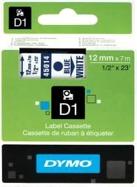 Shirit etiketime, Dymo, D1 45014 (S0720540), 12 mm x 7 m, blu mbi të bardhë
