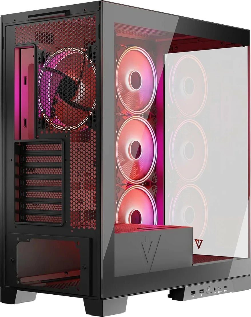 Kasë MODECOM Volcano Space ARGB, Midi Tower, xham i temperuar, e zezë