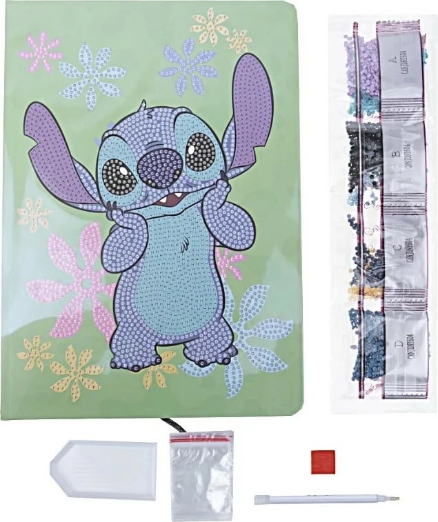 Fletore kreative Crystal Art Epee CANJ-DNY604 me dizajn Stitch, 50 faqe, 26x18cm, me kristale