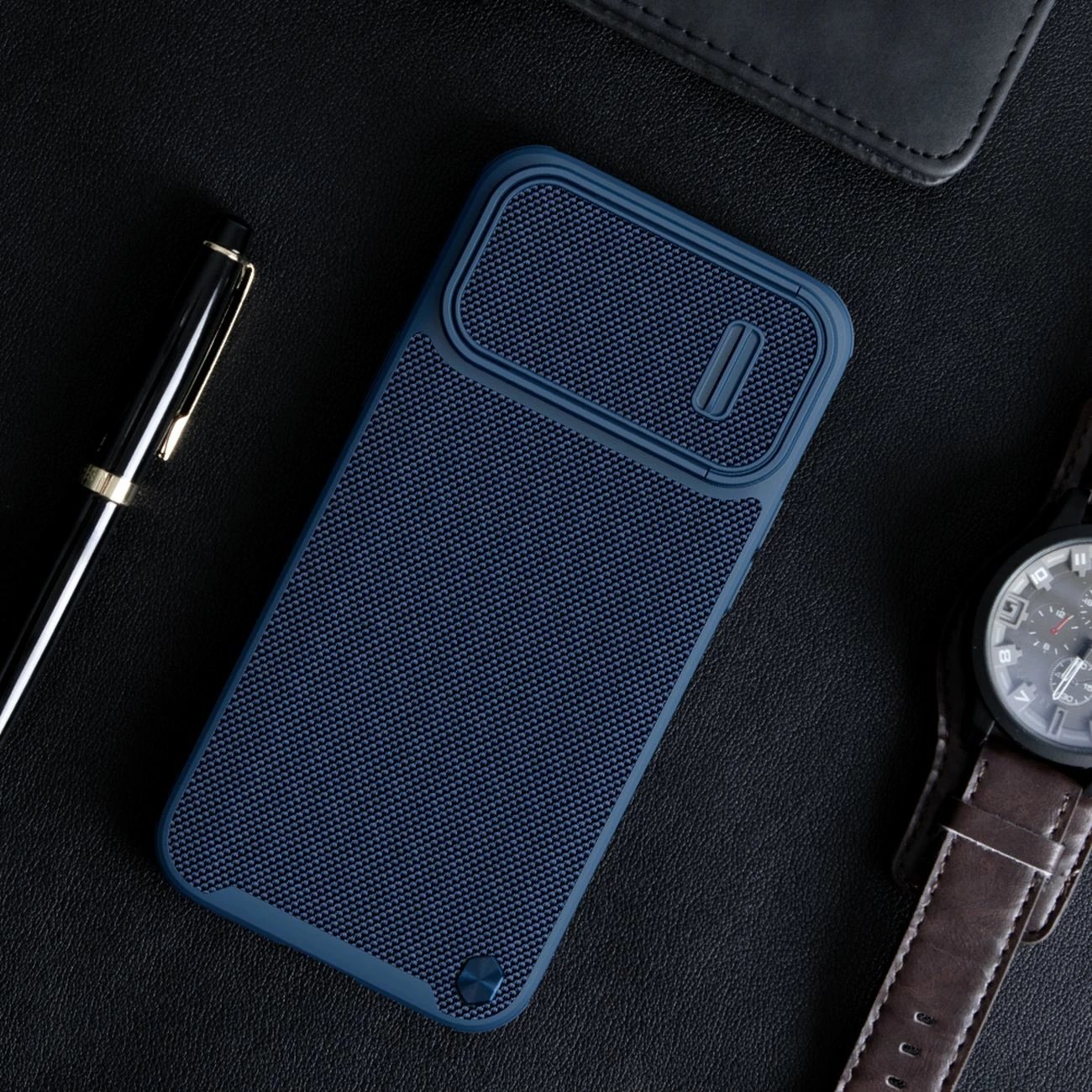 Mbështjellës Nillkin Textured S Case për iPhone 14, me kapak kamere, kaltër