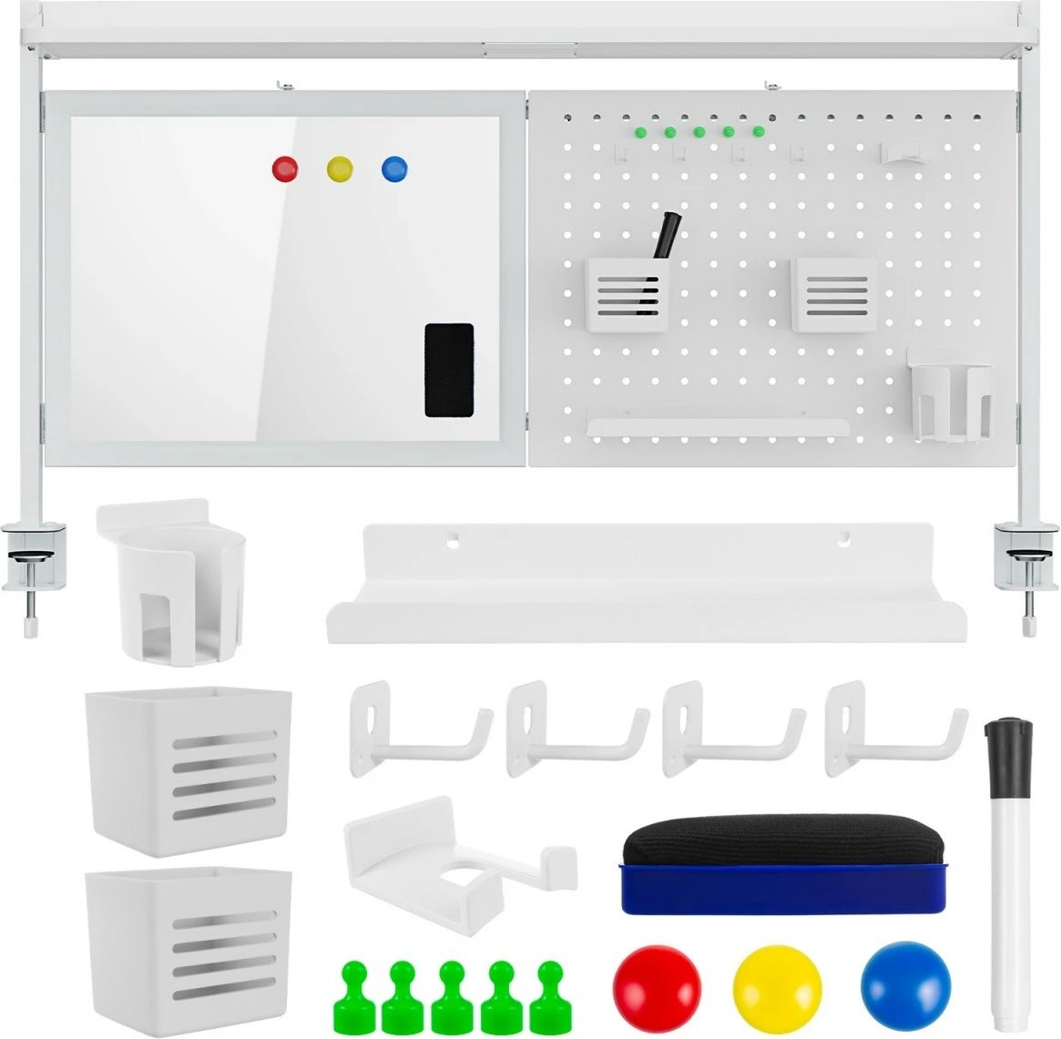 Ndarës tavoline Ergo Office ER-301W me tabelë magnetike dhe perforuar, i bardhë