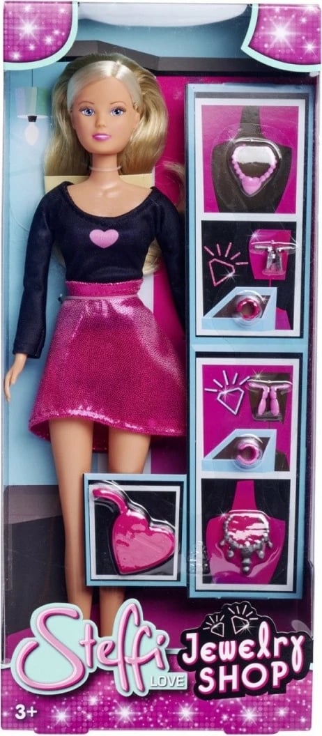 Kukull mode Steffi Love, Simba, 29 cm, me aksesorë bizhuterish, Rozë