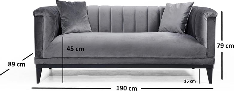 Divan dy vendësh PWF-0541 kadife anthracite 190x89x79cm
