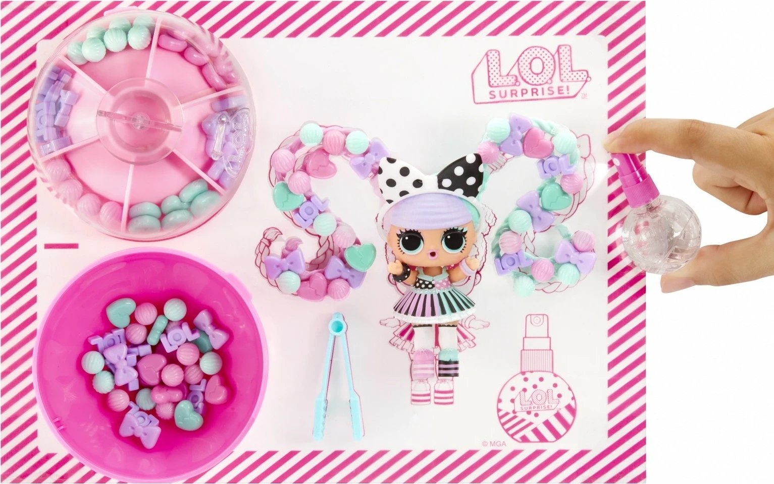 Set rruaza flokësh L.O.L. Surprise Hair Beads Tots, 64+ copë, për vajza