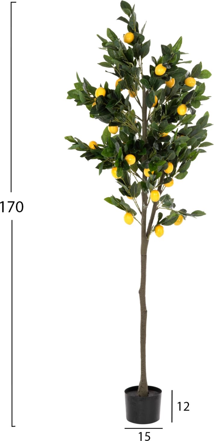 Bimë dekorative sintetike, pemë limoni në vazo, FH4020, Φ15x12-170H cm