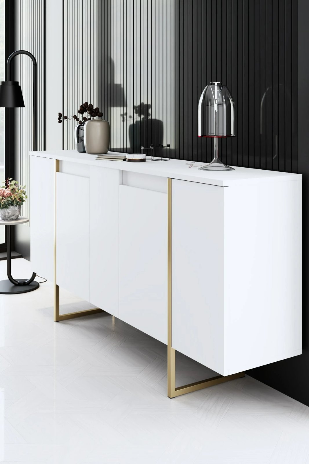 Set mobiljesh për dhomë dite, Skye Decor, ngjyrë e bardhë dhe ari, Luxe Set mobiljesh për dhomë dite, Skye Decor, ngjyrë e bardhë dhe ari, Luxe