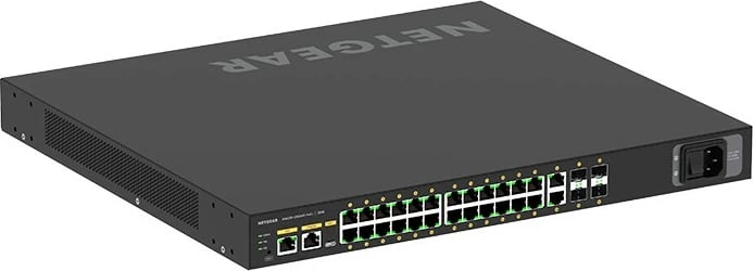 Switch i menaxhueshëm NETGEAR M4250-26G4XF-PoE+, 24 porte Gigabit, 4 SFP+, PoE+, rackmount, i zi