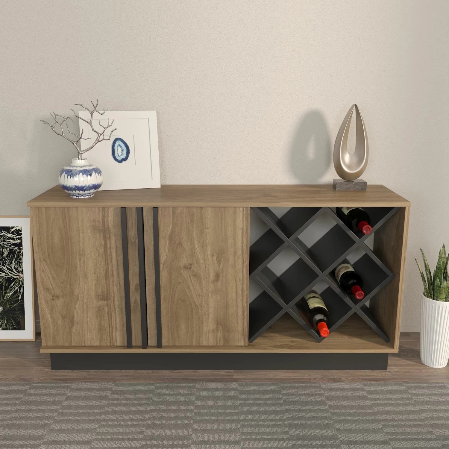 Bufe Skye Decor, ngjyrë arr dhe e zezë, Luna