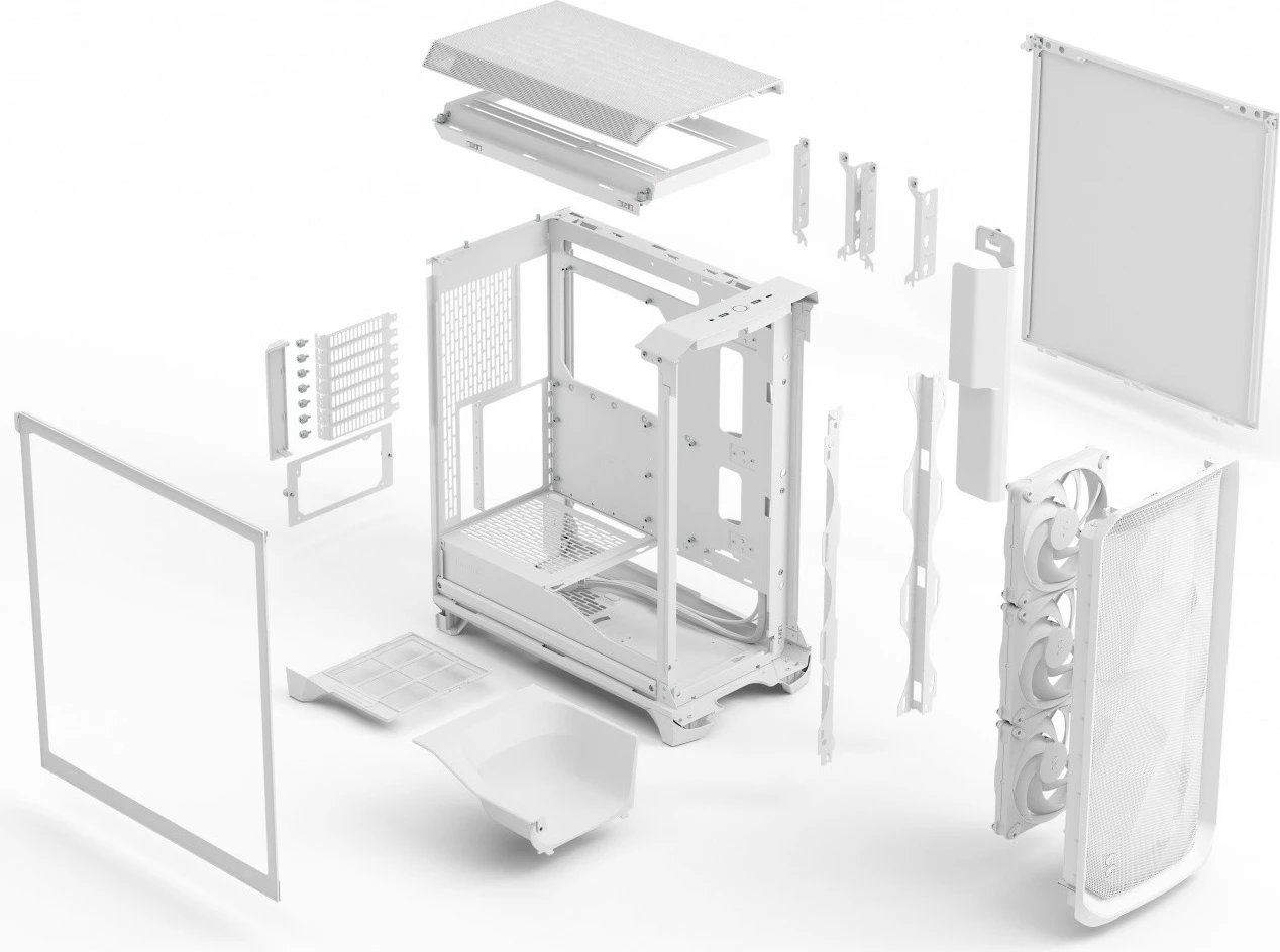 Kasë Fractal Design Meshify 3, ATX/E-ATX/Micro ATX/Mini ITX, xham i temperuar, e bardhë