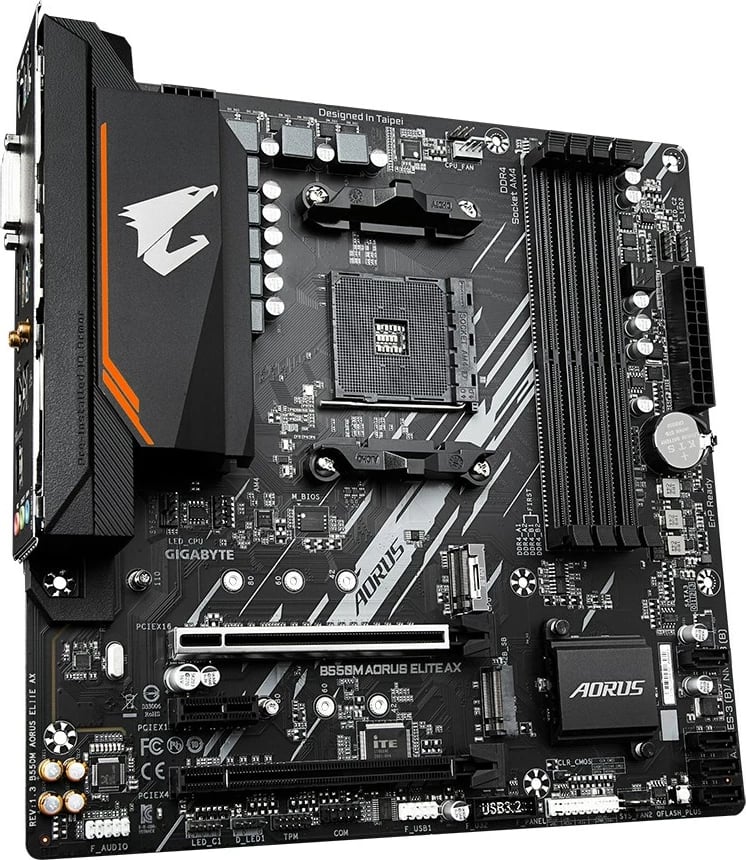 Pllakë amë Gigabyte B550M AORUS ELITE AX, Socket AM4, Wi-Fi 6E, DDR4, M.2, E zezë