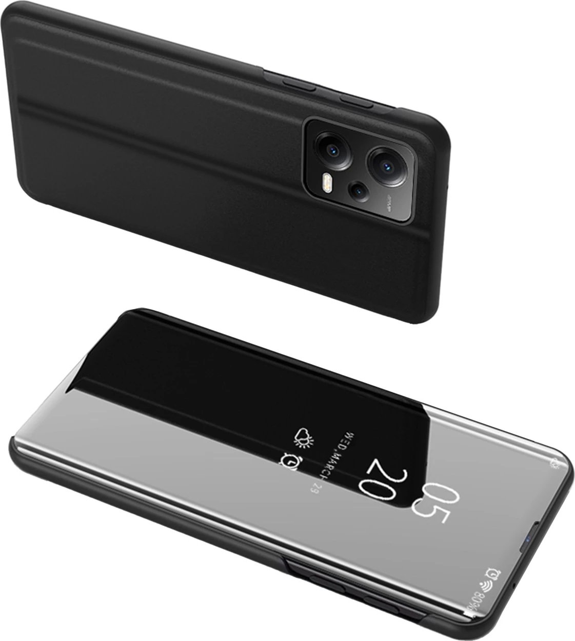 Mbështjellës Hurtel Clear View Case për Xiaomi Redmi Note 12 Pro / Poco X5 Pro 5G, me flap, i zi