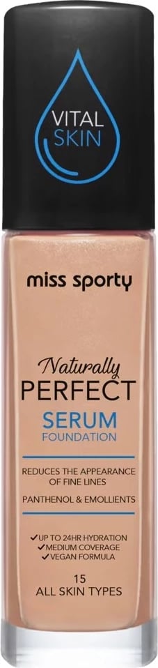 Fondatinë Miss Sporty Naturally Perfect Hydrating Serum Foundation 15 për femra 30ml