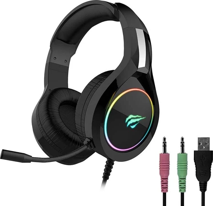Kufje gaming Havit GAMENOTE H2232D, me dritë të pasme, të zeza
