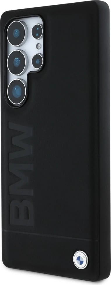 Mbështjellës BMW Leather Big Wordmark për Samsung Galaxy S25 Ultra, i zi