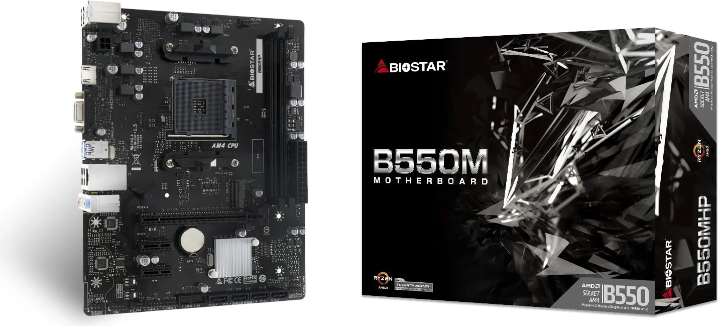Pllakë amë Biostar B550MHP, Socket AM4, micro ATX, E zezë