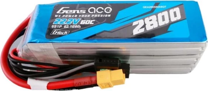 Bateri LiPo Gens ace G-Tech 2800mAh 22.2V 60C 6S1P me XT60, Blu