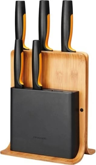 Bllok thikash Fiskars 1057552, Bambus, Plastikë, Çelik inox, Ngjyrë druri