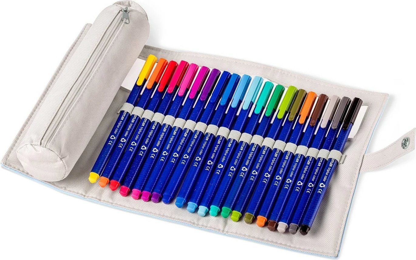 Set lapsa ngjyrosës STAEDTLER triplus color 323, 20 ngjyra, fibre, 1 mm, trekëndësh, me mbështjellës