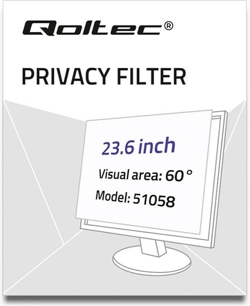 Filteri i Privatësisë për Monitor Qoltec 51058, 23.6", 16:9, Ngjyrë e Zezë