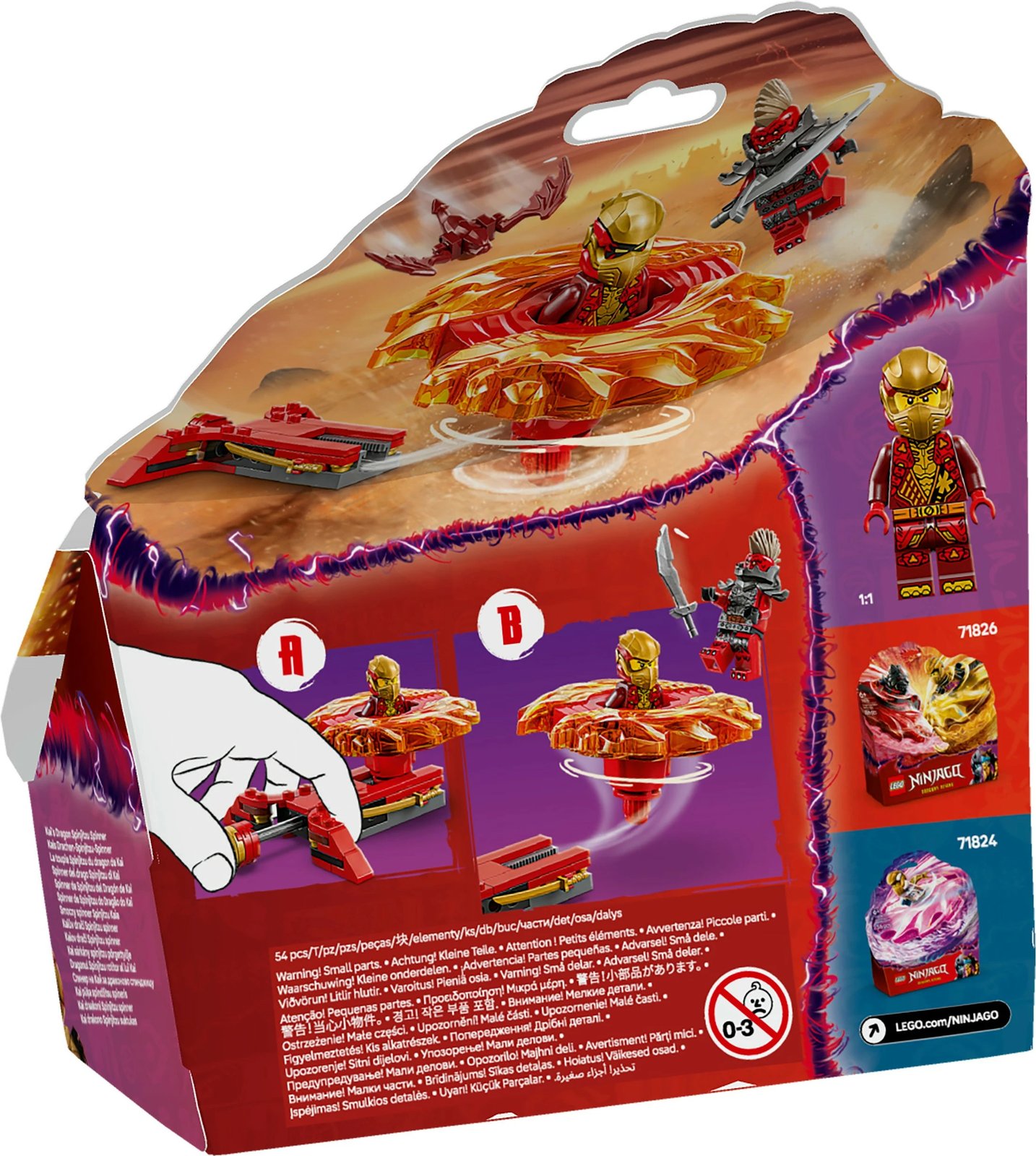 Set ndërtimi LEGO Ninjago 71823 Kais Drachen-Spinjitzu-Spinner, 54 pjesë, multikolor