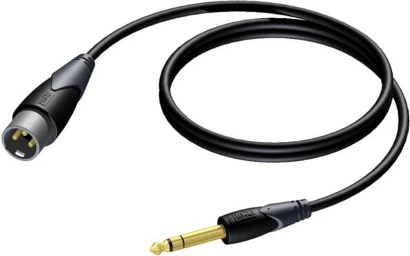 Kabllo audio PROCAB CLA724/3, XLR mashkull në jack 6.3mm mashkull, 3m, e zezë