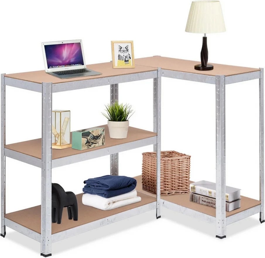 Raft metalik magazinimi GreenBlue GB378, 5 rafte, 180x90x40cm, kafe/argjendtë