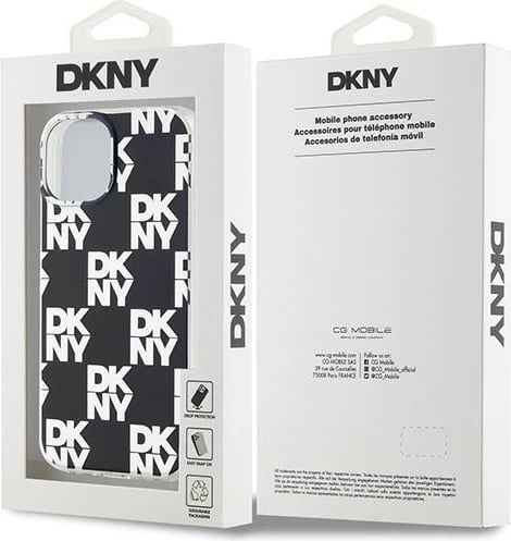 Mbështjellës DKNY IML Checkered Mono Pattern për iPhone 15/14/13, 6.1", i zi