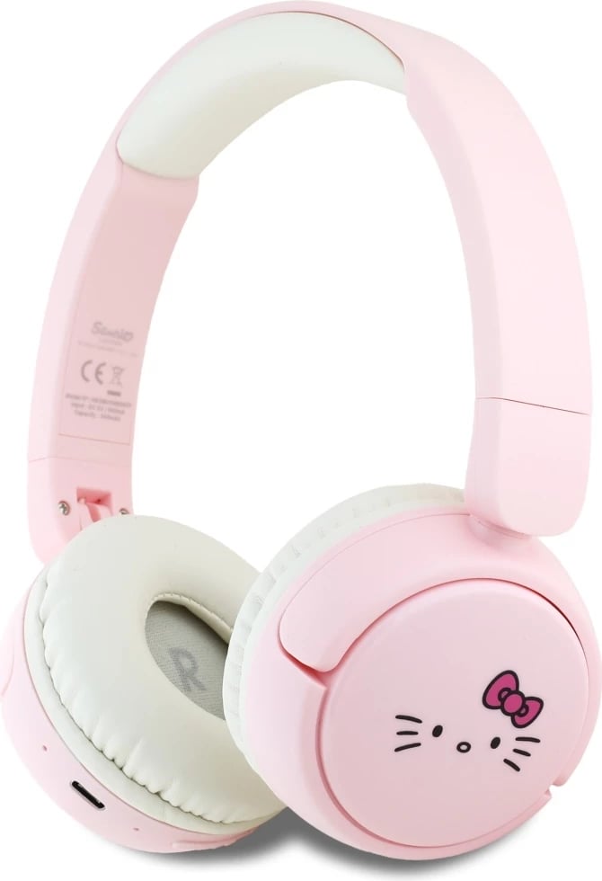 Kufje Bluetooth Hello Kitty Face Logo, on-ear, 30 orë, USB-C, Rozë