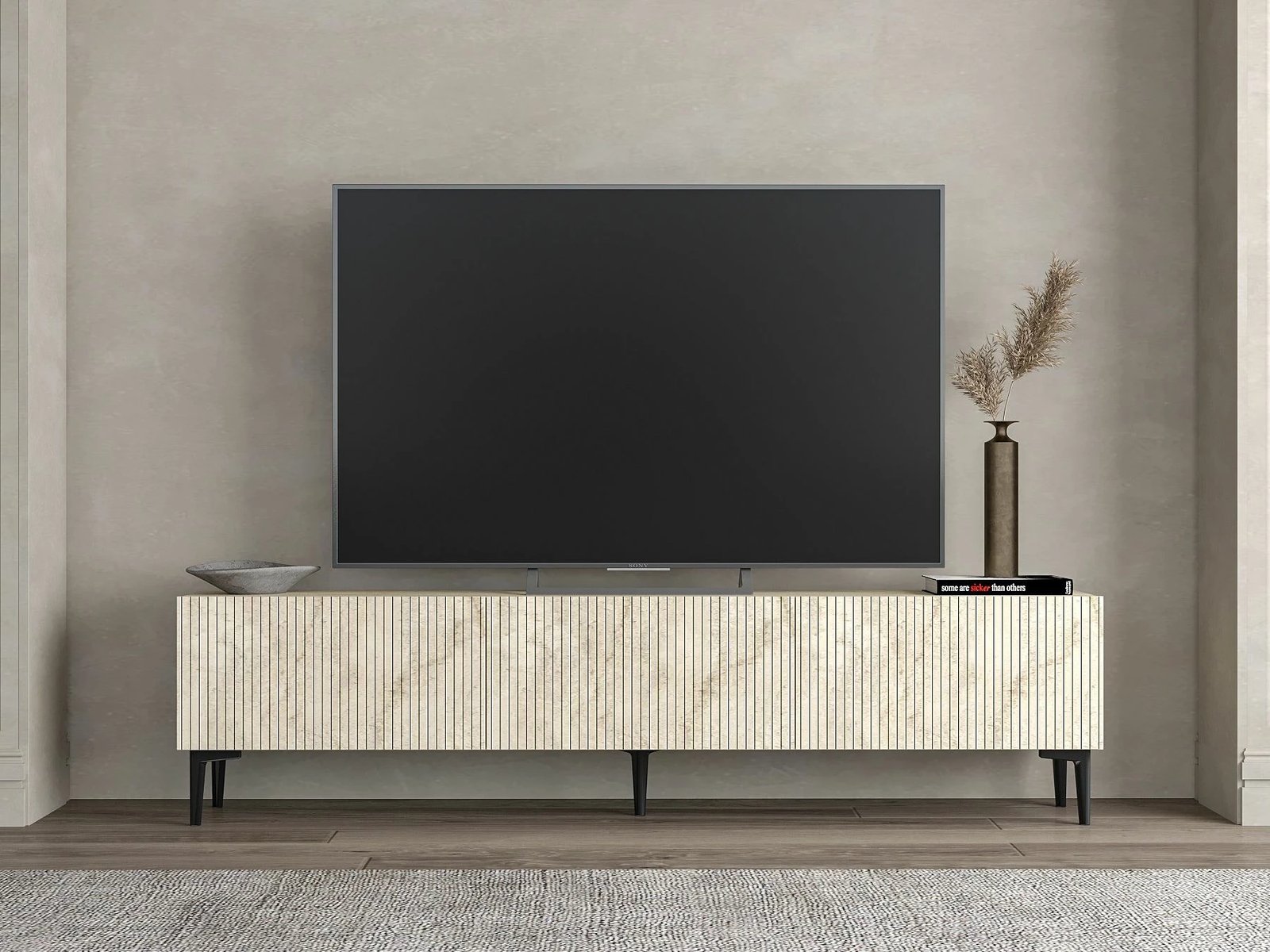 Komodë TV Skye Decor, ngjyrë travertin, Oscar