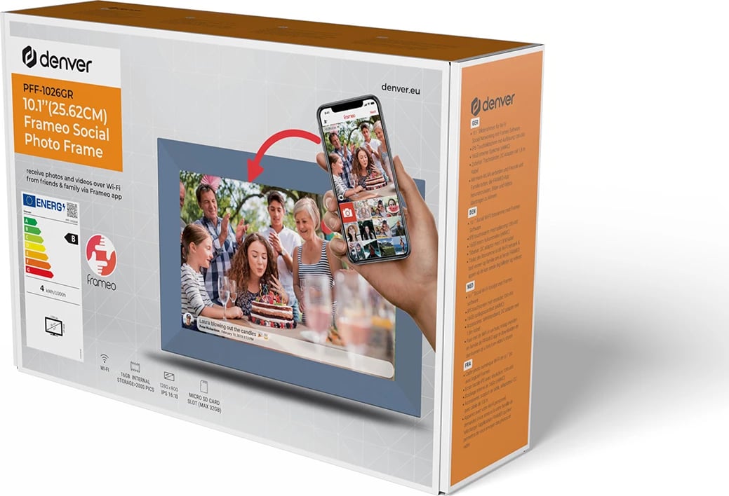 Kornizë digjitale Denver Frameo PFF-1026GR, 10.1", 16 GB, Gri Kornizë digjitale Denver Frameo PFF-1026GR, 10.1", 16 GB, Gri