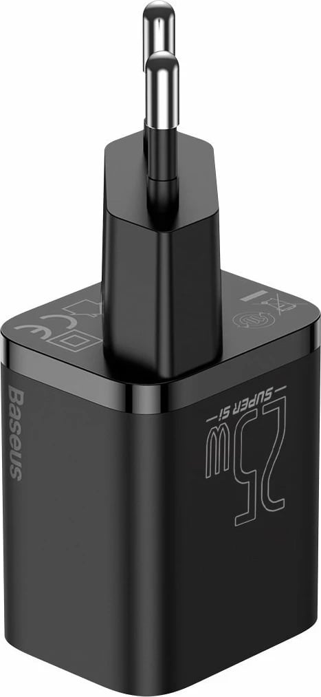Karikues i shpejtë Baseus Super Si Quick Charger 1C 25W me kabllo USB-C në USB-C 1m, Zi