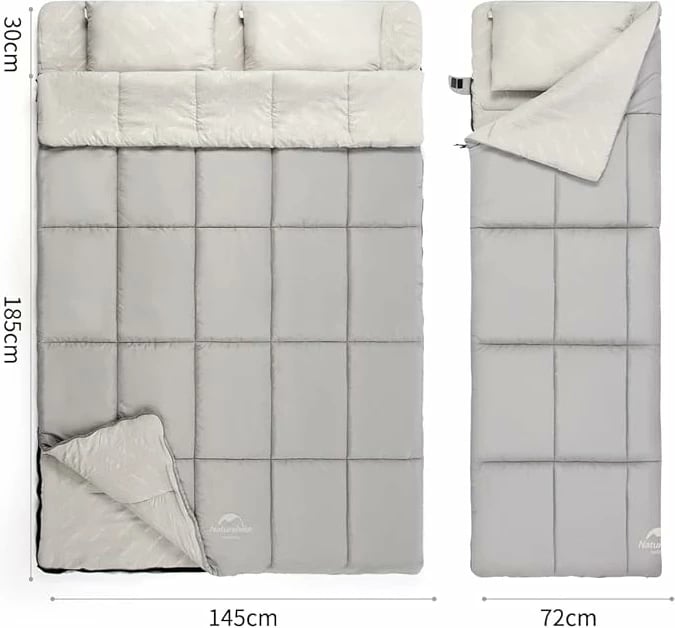 Thes gjumi dopio me jastëk Naturehike, 48 x 40 x 7.62 cm, hiri