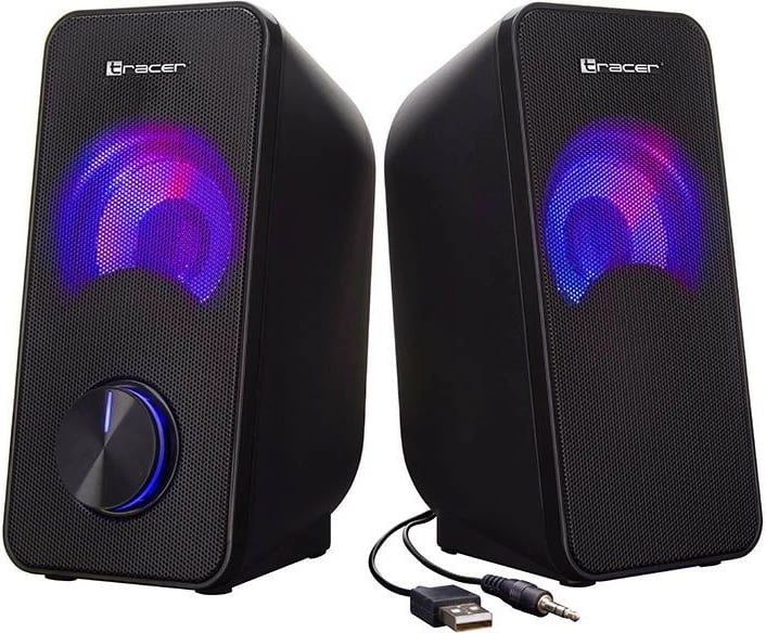 Altoparlantë kompjuteri Tracer Loop RGB 2.0, me ndriçim, të zinj