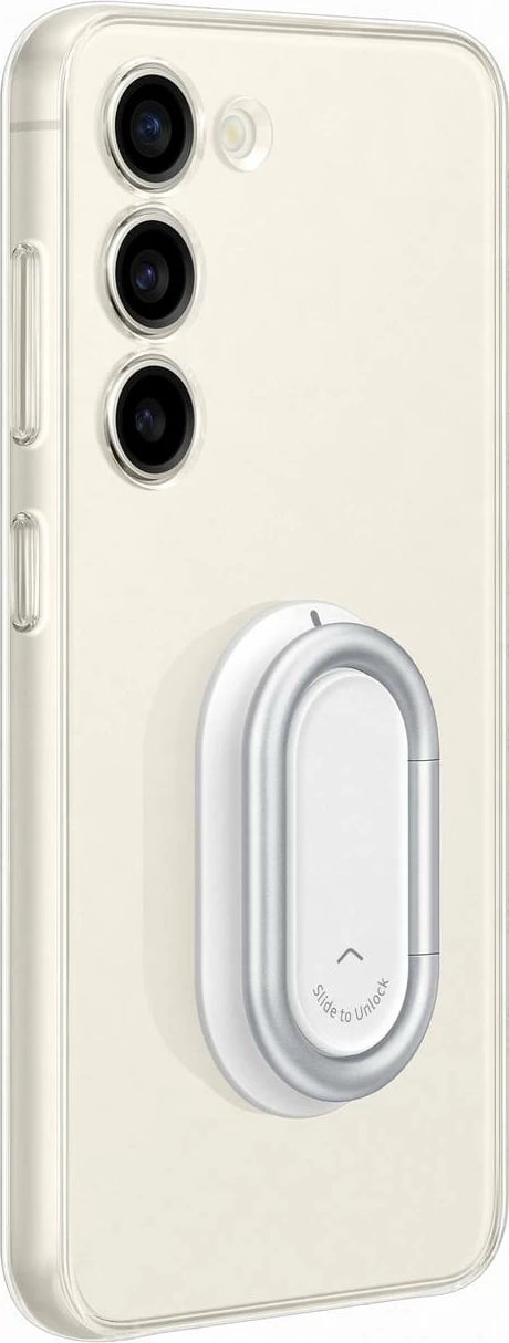 Mbështjellës Samsung Clear Gadget Case për Galaxy S23, me mbajtëse gishti dhe qëndrim, Transparent
