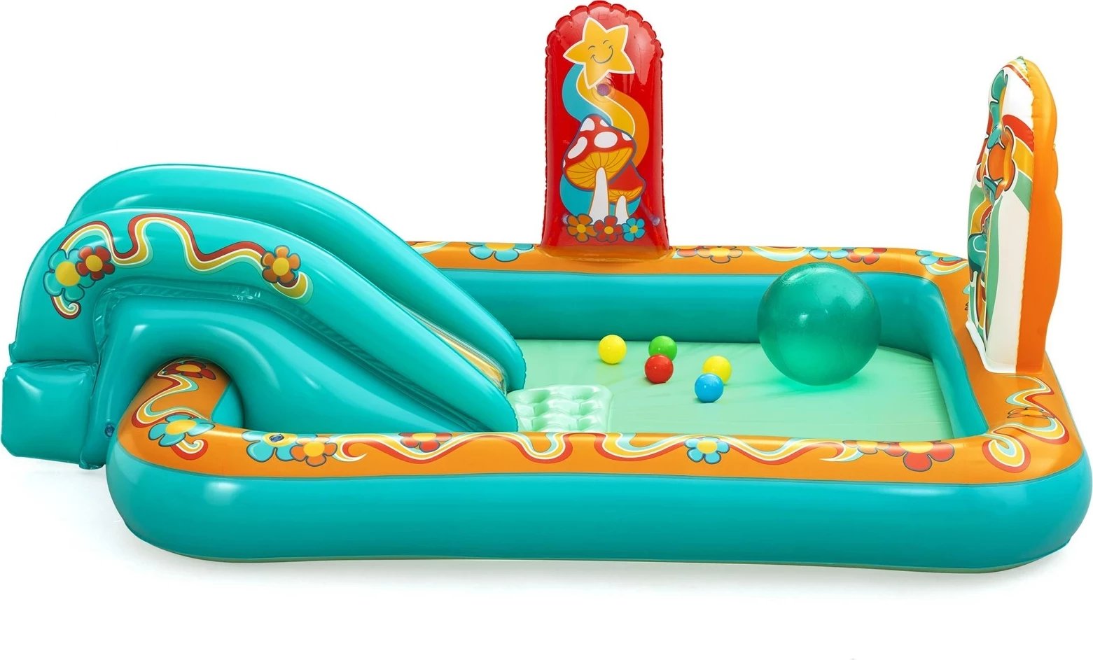 Qendër loje dhe pishinë fryrëse Bestway Retro Groove për fëmijë, 1.93 m x 1.52 m x 74 cm, shumëngjyrëshe Qendër loje dhe pishinë fryrëse Bestway Retro Groove për fëmijë, 1.93 m x 1.52 m x 74 cm, shumëngjyrëshe