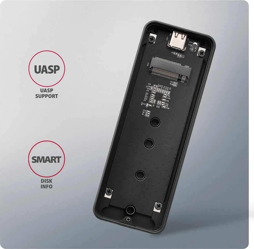 Kasë SSD AXAGON EEM2-20G, USB-C 3.2, M.2, E zezë