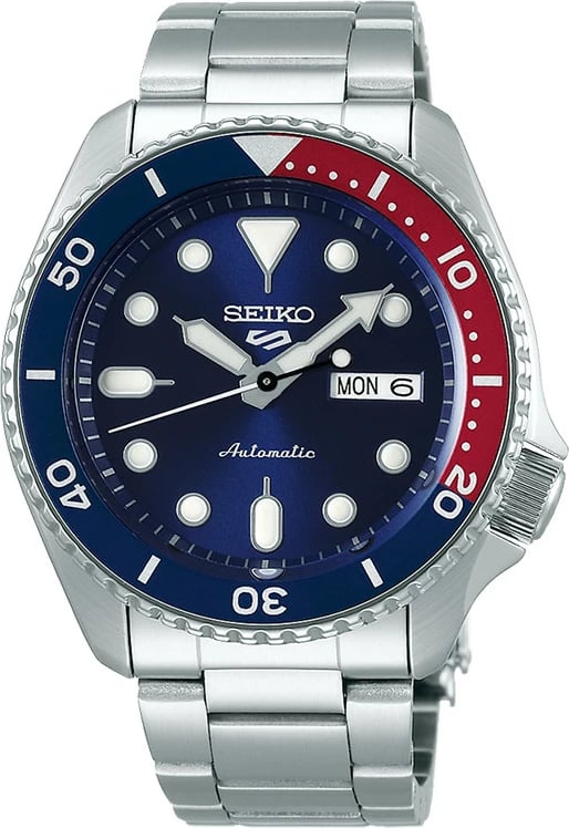 Seiko 5 Sports Automatic Men's Watch Blue and Red Bezel