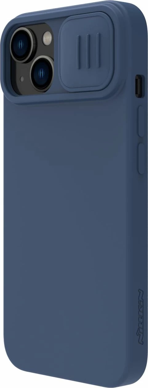 Mbështjellës Nillkin CamShield Silky Silicone për iPhone 14 Plus, me kapak kamere, Kaltër