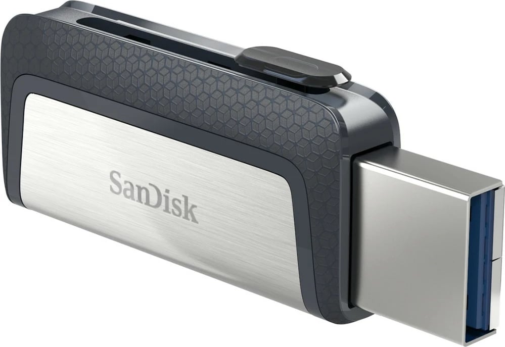USB SanDisk Ultra Dual Drive, 128 GB, USB Type-A / USB Type-C, 3.2 Gen 1, E zezë, Argjend