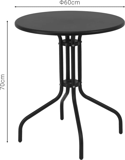 Tavolinë me karrige Sussie-Vergo, të zeza, D60x70cm