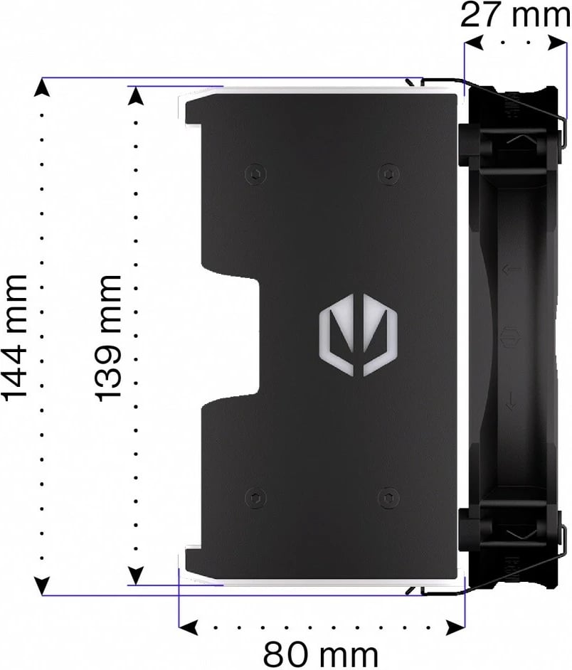 Ftohës CPU Endorfy Fortis 5 Black ARGB EY3A014, me ndriçim ARGB, i zi