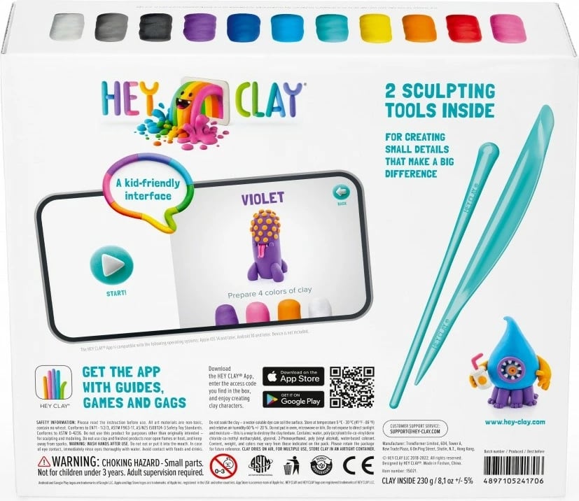 Set plasteline Hey Clay Bestie, Tm Toys, 15 kanaçe, 11 ngjyra