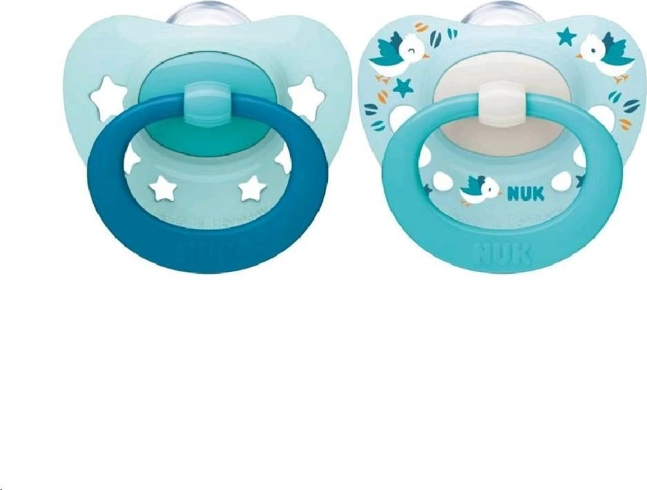 Qetësues bebe NUK Signature ortodontik silikon 0-6 m për djem blu set 2 copë