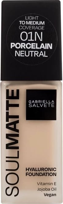 Fondatinë për femra Gabriella Salvete Soulmatte Hyaluronic Foundation 01N Porcelain Neutral, 30ml