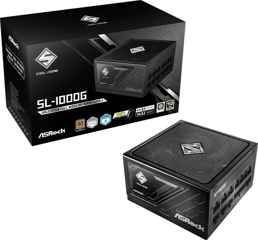 Kasë furnizim ASRock STEEL LEGEND 1000W, 80 PLUS Gold, e zezë
