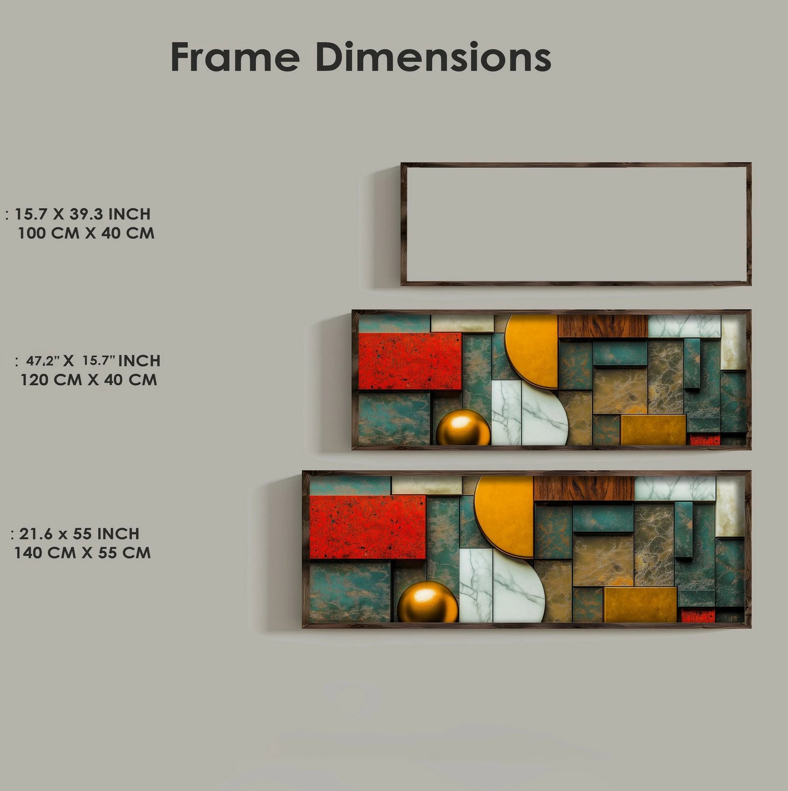 Pikturë dekorative me kornizë MDF, Wallity, EMR010, shumëngjyrëshe, 40x120x3.5cm