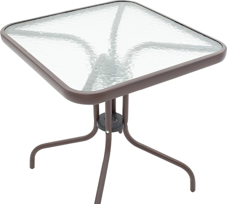 Tavolinë metalike, xham kafe, 70x70x70cm