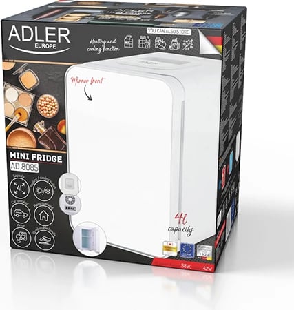 Mini frigorifer, Adler, AD 8085, 4L, ftohje dhe ngrohje, pasqyrë, për shtëpi dhe veturë