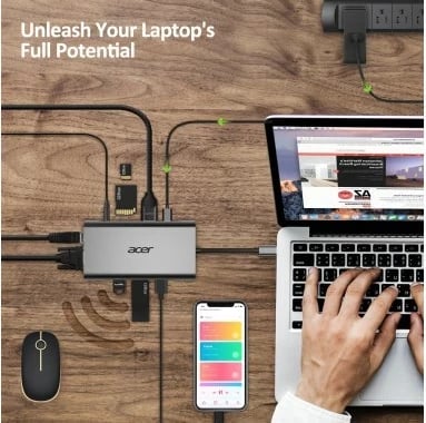 Docking station Acer HP.DSCAB.002, USB Type-C, Argjend